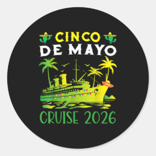 Pegatina Redonda Crucero del cinco de mayo 2026 vacaciones familiar