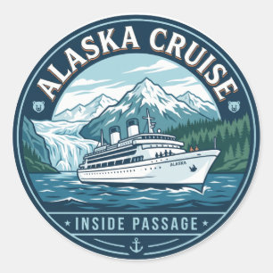 Pegatina Redonda Crucero en Alaska