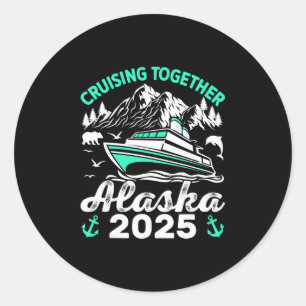 Pegatina Redonda Crucero en familia Alaska 2025 Alaska 2025 M
