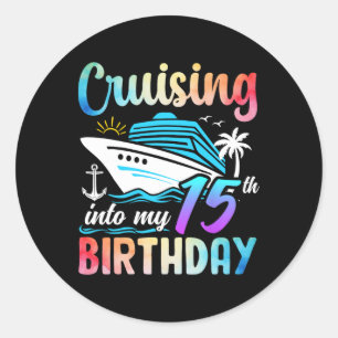Pegatina Redonda Crucero en mi cumpleaños número 15