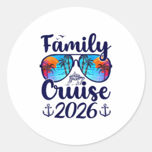 Pegatina Redonda Crucero Familiar 2026 Vacaciones Familiares Famili