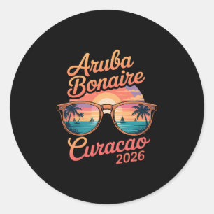 Pegatina Redonda Crucero Familiar Aru Bonaire Curacao Amigos 2026 V
