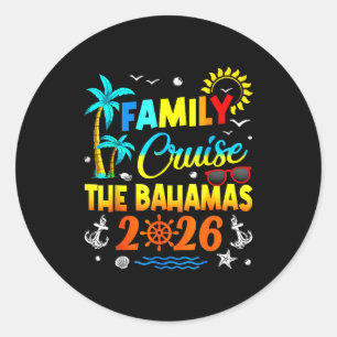 Pegatina Redonda Crucero Familiar Bahamas 2026 Verano Vacaciones a