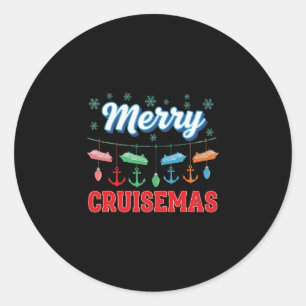 Pegatina Redonda Crucero Familiar Merry Cruisemas Navidad 2025 Barc
