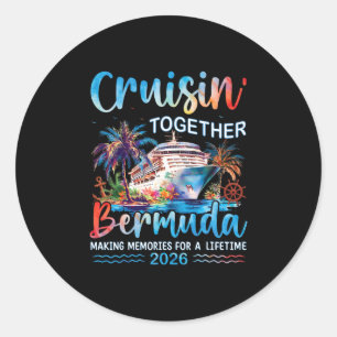 Pegatina Redonda Crucero Familiar por Bermudas 2026 Cru
