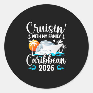Pegatina Redonda Crucero familiar por el Caribe 2026 Familia 