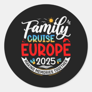Pegatina Redonda Crucero Familiar por Europa 2025 Vacaciones Famili