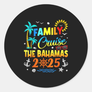 Pegatina Redonda Crucero Familiar por Las Bahamas 2025 Verano Vacac