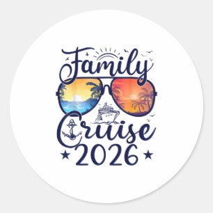 Pegatina Redonda Crucero Familiar Vacaciones de Verano 2026 Familia