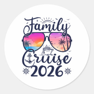 Pegatina Redonda Crucero Familiar Verano 2026 Vacaciones Coincident
