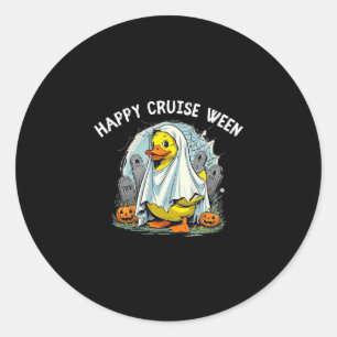Pegatina Redonda Crucero Feliz Ween Quack O Treat Crucero Patos Div