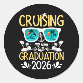 Pegatina Redonda Crucero hacia la graduación Crucero 2026 Graduado 