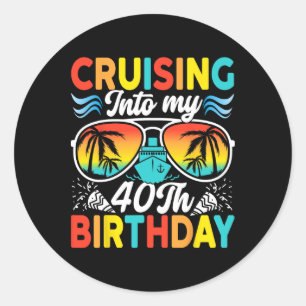 Pegatina Redonda Crucero hacia mi cumpleaños 40 Crucero familiar 40