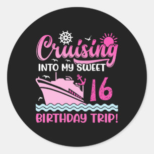 Pegatina Redonda Crucero hacia mi dulce viaje de cumpleaños número