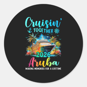 Pegatina Redonda Crucero juntos aruba 2026 crucero familiar