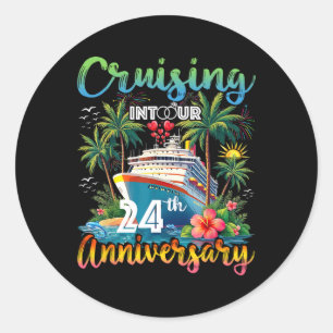 Pegatina Redonda Crucero para nuestro viaje de aniversario número 2