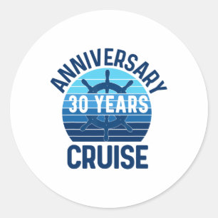 Pegatina Redonda Crucero por 30º Aniversario de Boda 30 Años Pareja