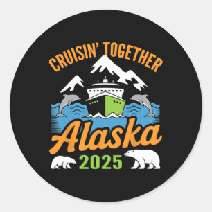 Pegatina Redonda Crucero por Alaska 2025 Cruisin’ Together Vacacion
