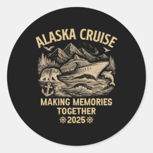 Pegatina Redonda Crucero por Alaska 2025 Cruisin Together Vacacione