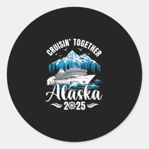 Pegatina Redonda Crucero por Alaska 2025 Cruisin Together Vacacione