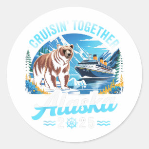 Pegatina Redonda Crucero por Alaska 2025 Cruisin Together Vacacione