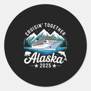 Pegatina Redonda Crucero por Alaska 2025 Cruisin Together Vacacione