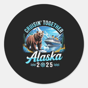 Pegatina Redonda Crucero por Alaska 2025 Cruisin Together Vacacione