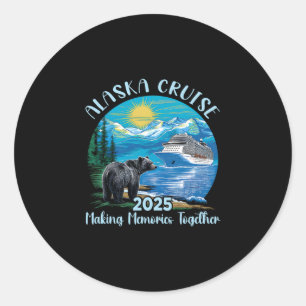 Pegatina Redonda Crucero por Alaska 2025 Familia Amigos Alaskan