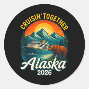 Pegatina Redonda Crucero por Alaska 2026 Cruisin Together Pareo
