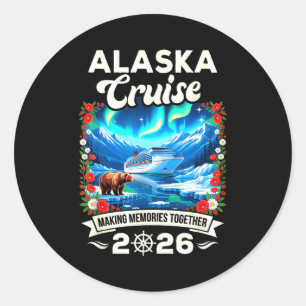 Pegatina Redonda Crucero por Alaska 2026 familia y amigos a juego