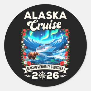 Pegatina Redonda Crucero por Alaska 2026 para Familias y Amigos