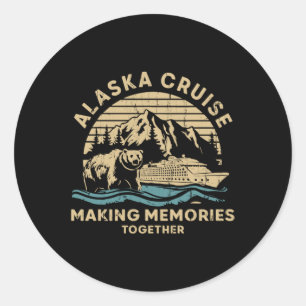 Pegatina Redonda Crucero por Alaska creando recuerdos juntos
