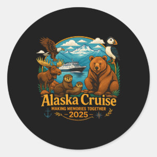 Pegatina Redonda Crucero por Alaska para familia que coincide con c