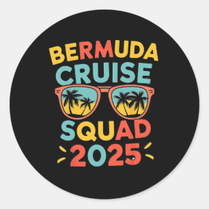 Pegatina Redonda Crucero por Bermudas Vacaciones 2025 Viaje Familia