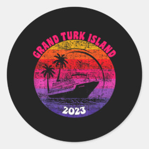 Pegatina Redonda Crucero por la isla de Grand Turk 2023 Atardecer R
