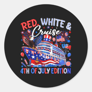 Pegatina Redonda Crucero Rojo Blanco Edición 4 de Julio Familia