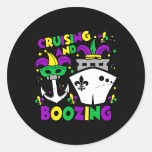 Pegatina Redonda Crucero Y Boozing Mardi Gras Cruise Mating Fa