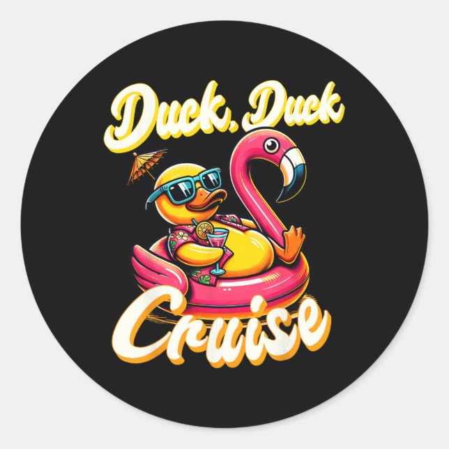 Pegatina Redonda Cruceros Ducks Duck Duck Cruise Family Vacaciones  (Anverso)