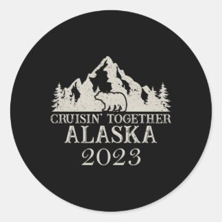 Pegatina Redonda Cruceros familiares de Alaska Juntos 2023