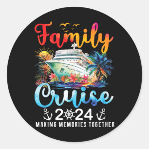 Pegatina Redonda Cruceros familiares de vacaciones en cruceros fami