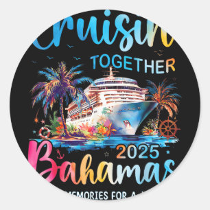 Pegatina Redonda Cruceros familiares juntos Bahamas 2025