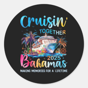 Pegatina Redonda Cruceros familiares juntos Bahamas 2025