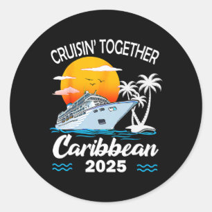 Pegatina Redonda Cruceros juntos en el Caribe Vaca familiar 2025