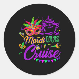 Pegatina Redonda Cruceros Mardi Gras Fiesta Cos