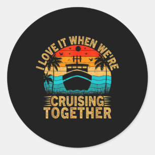 Pegatina Redonda Cruceros para cruceros Vintage Family Mating Coupl