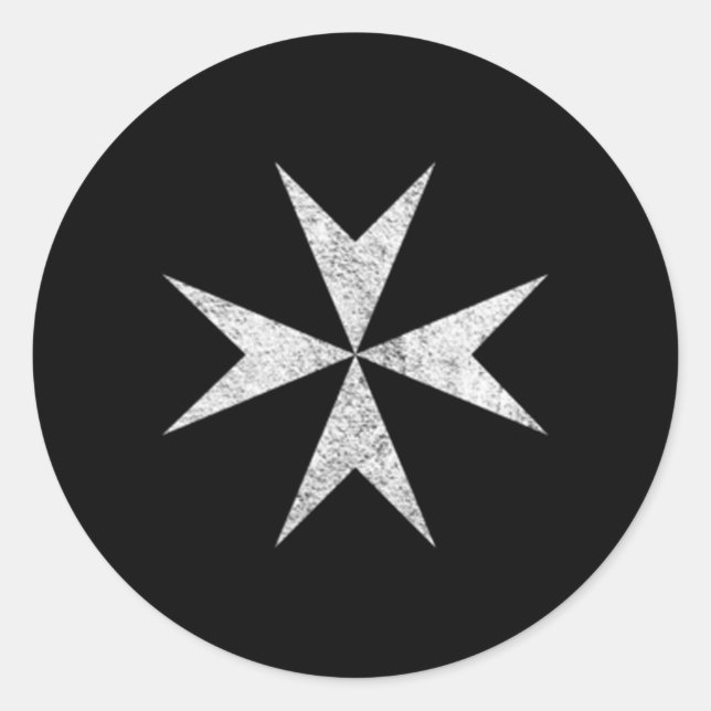 Pegatina Redonda Cruces Caballeros malteses Hospitalianos Cruzadas  (Anverso)