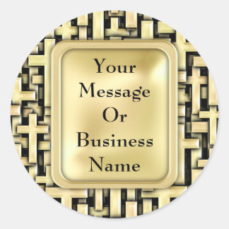 Pegatina Redonda Cruces dorados