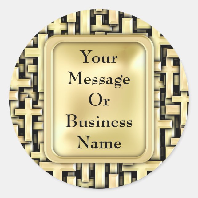 Pegatina Redonda Cruces dorados (Anverso)