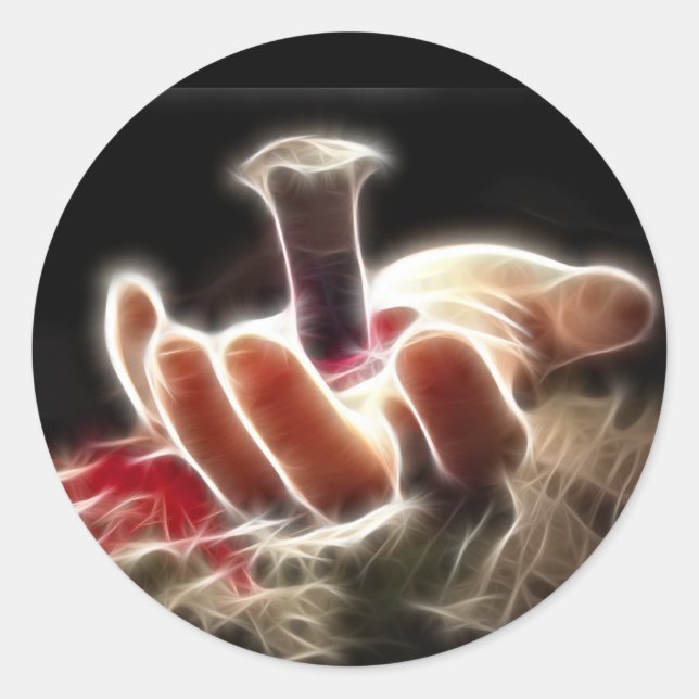 Pegatina Redonda Crucifixión (Anverso)