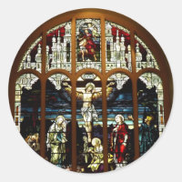 Crucifixión de la ventana de vidrio manchado de Je